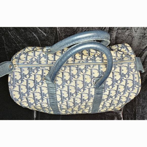 Christian Dior Vintage  Trotter Boston bag in navy blue canvas with leather trim - Picture 3 of 16